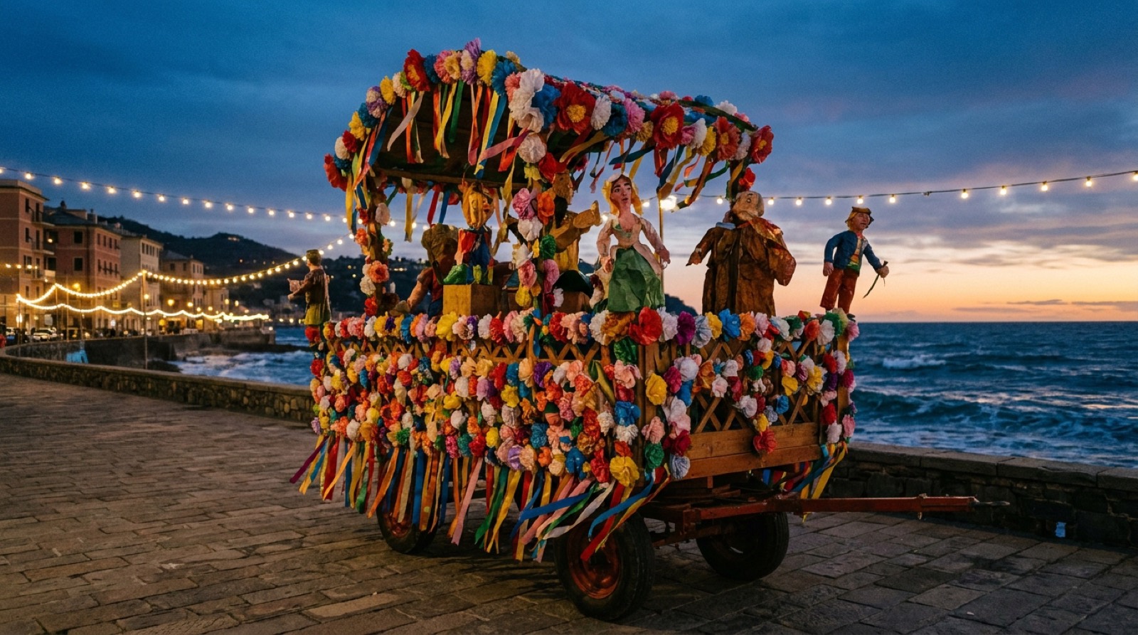 Carro allegorico decorato sul lungomare