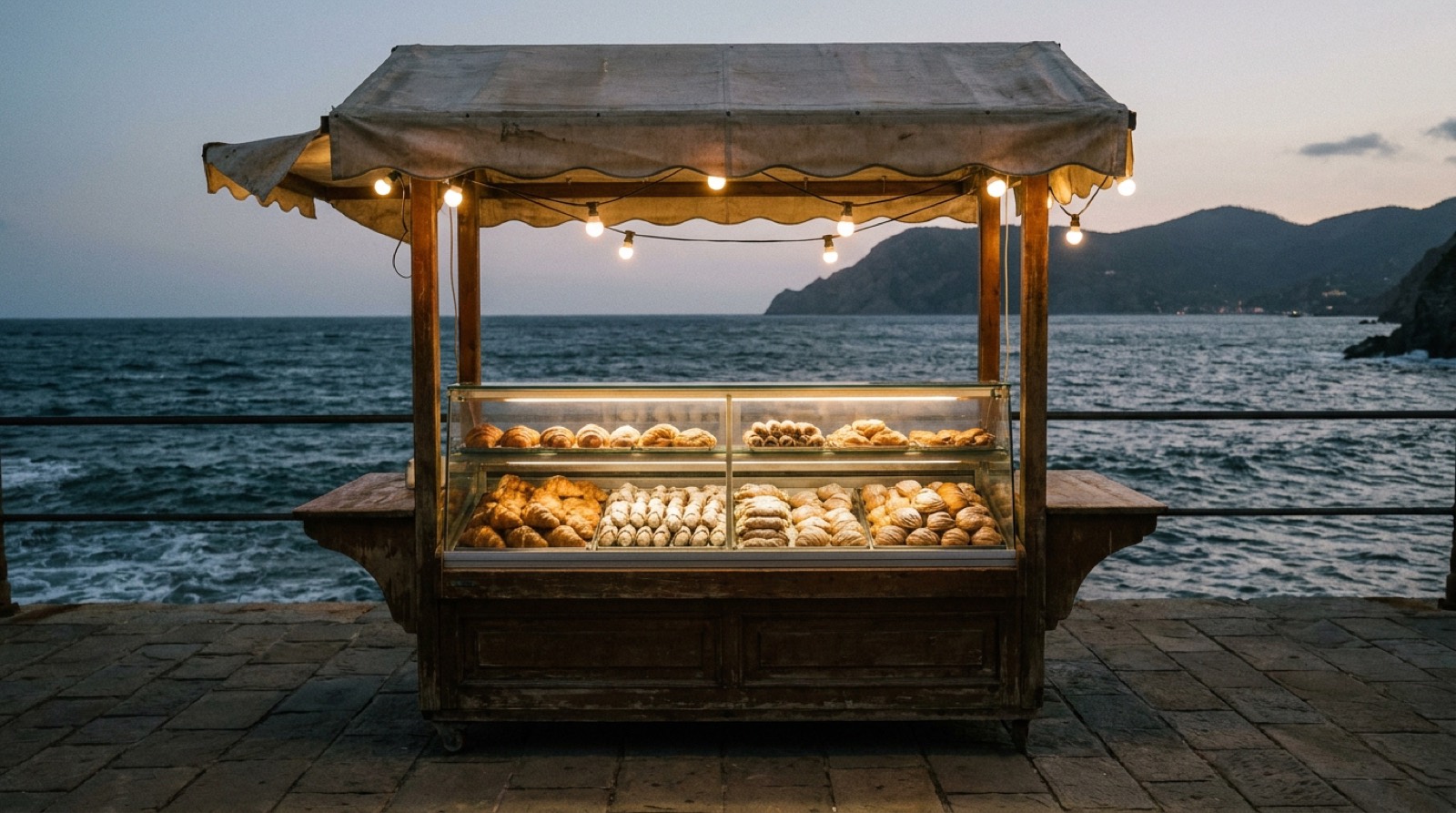 Stand gastronomico con dolci tipici
