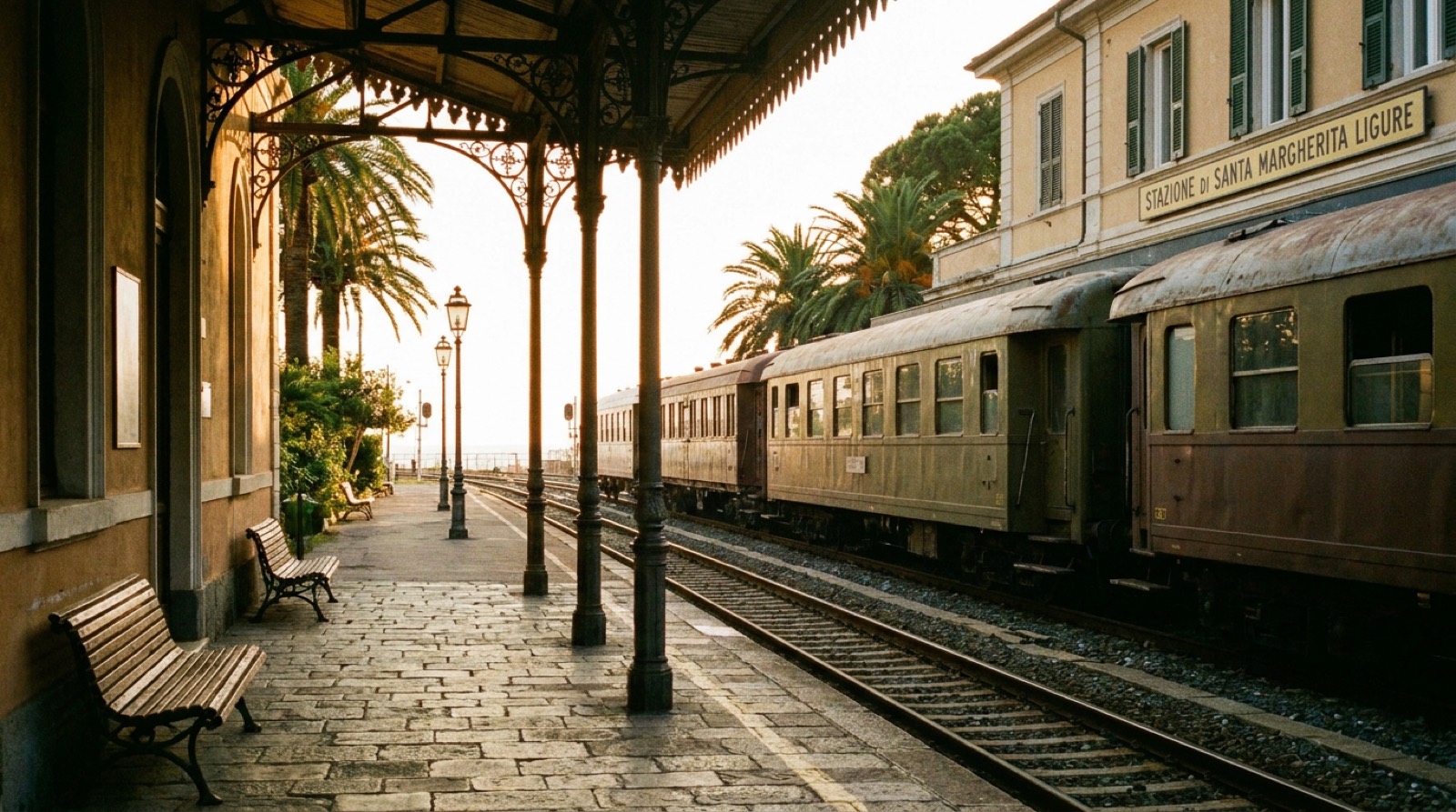 Binario storico con carrozze d'epoca